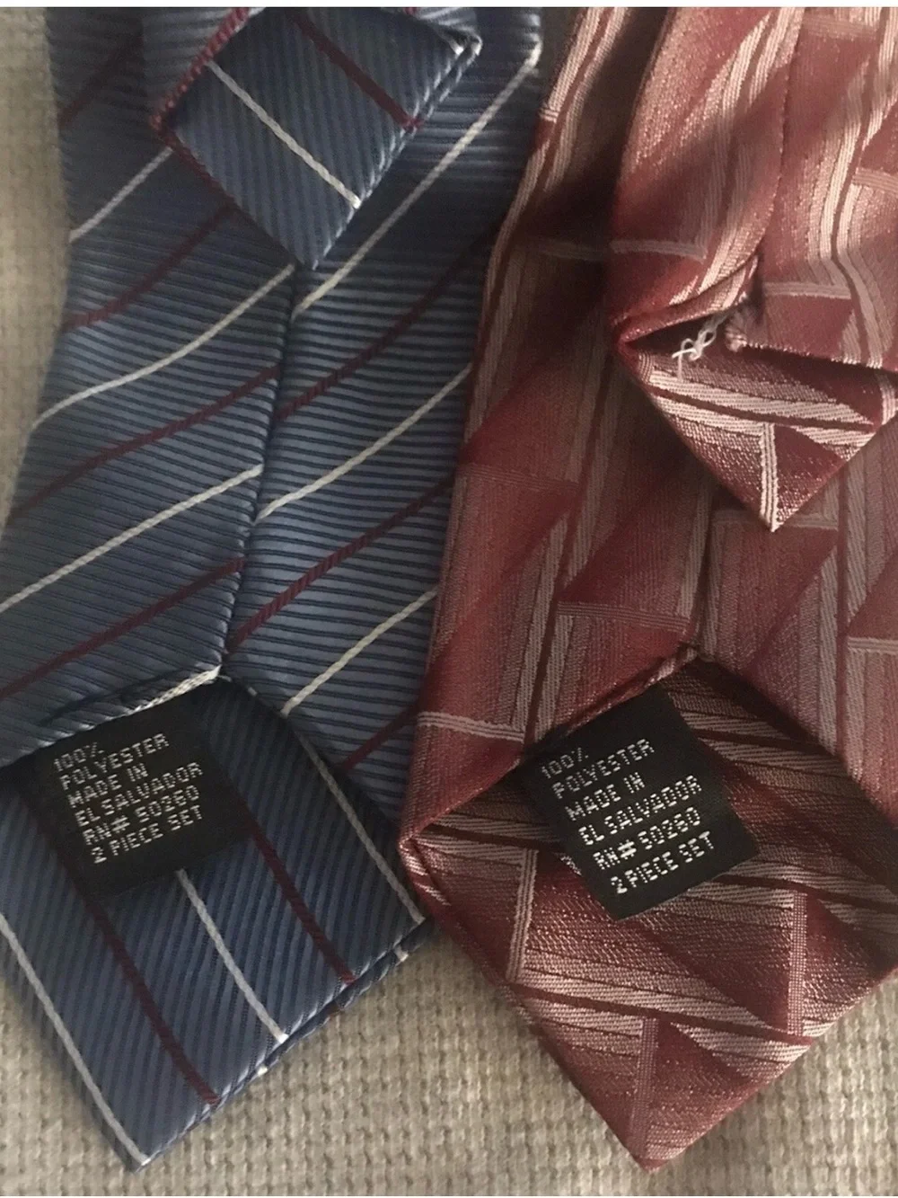 Clip On Ties Blue Stripes & Maroon & Gray Geometric Kids Ties Set Teflon Treated
